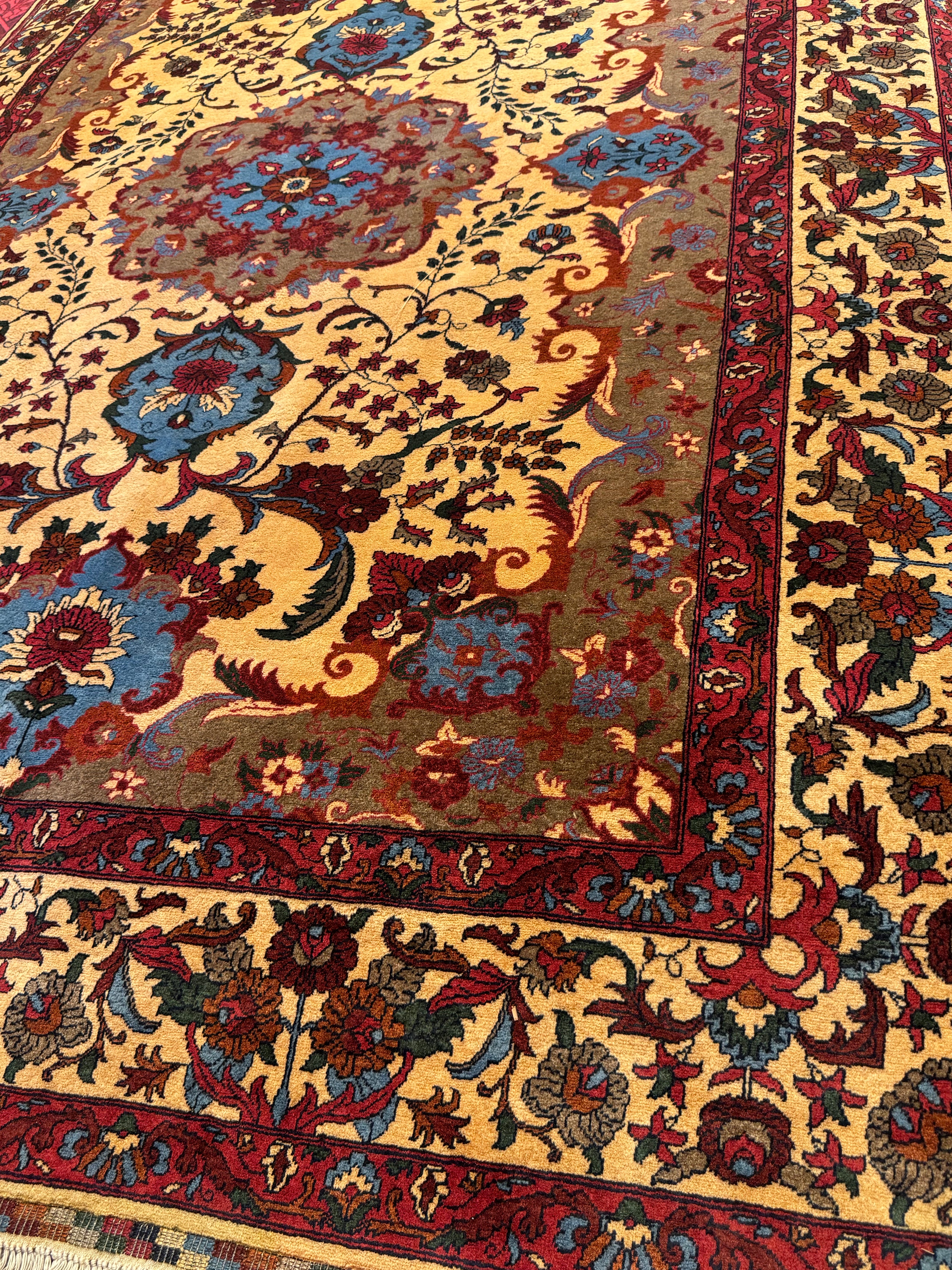 Koza Gul Carpet | Golden Yellow & Royal Blue